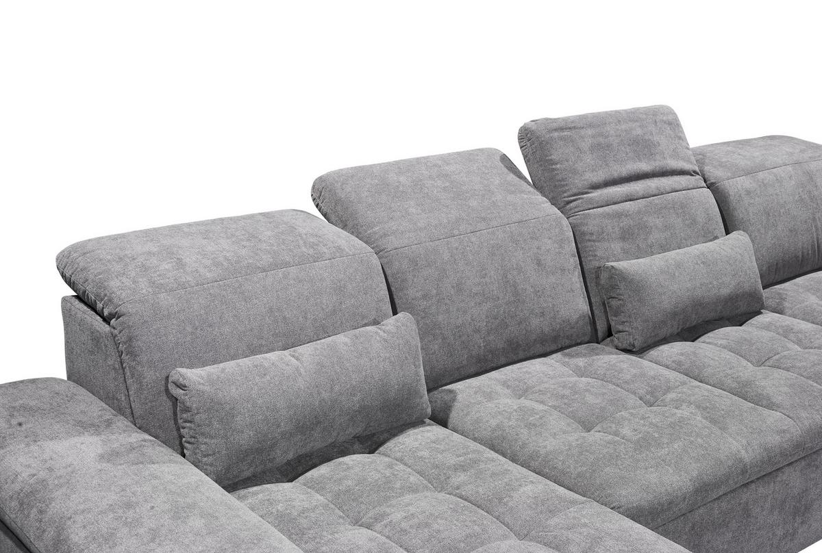 Wohnlandschaft Wayne U inkl. Kissen Grau - Silberfarben/Grau, KONVENTIONELL, Kunststoff/Textil (188/340/240cm) - MID.YOU