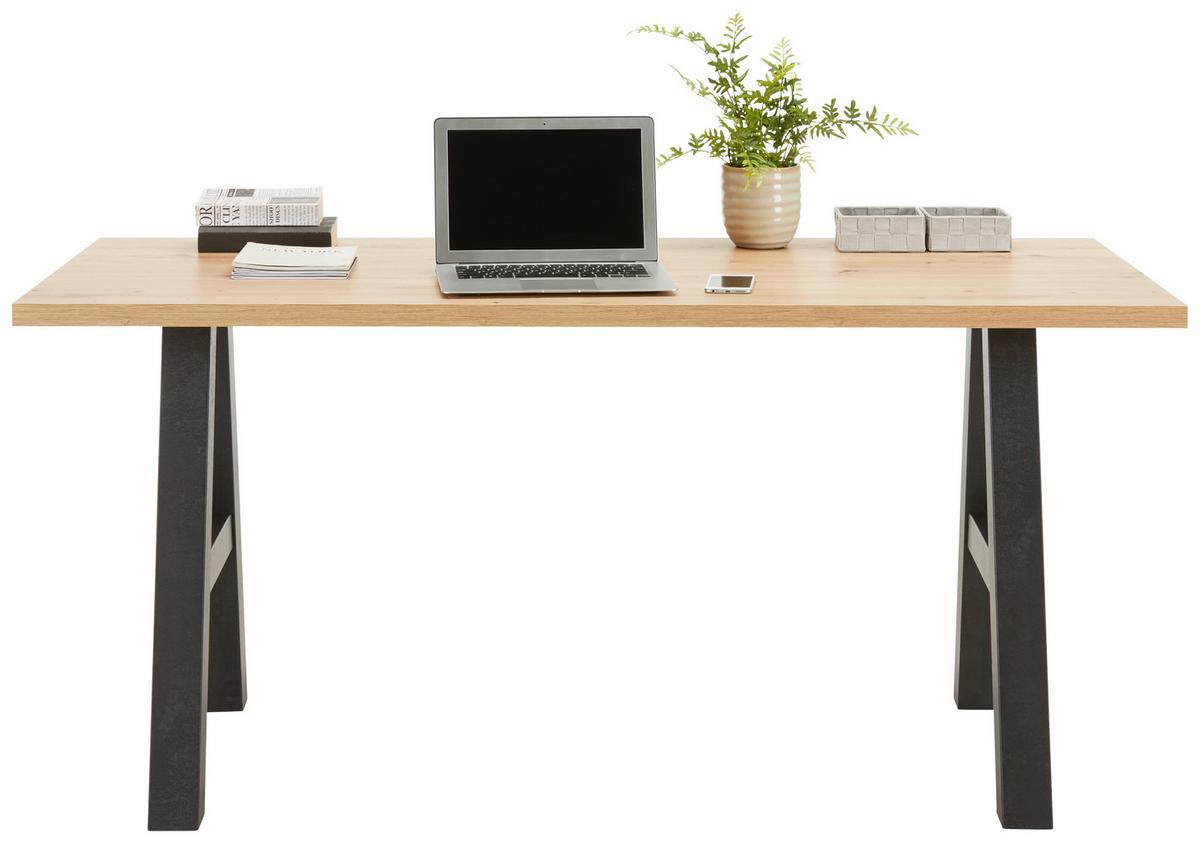 Masa de scris Mister office - culoare lemn stejar/negru, Modern, material pe bază de lemn (160/75/70cm) - Modern Living