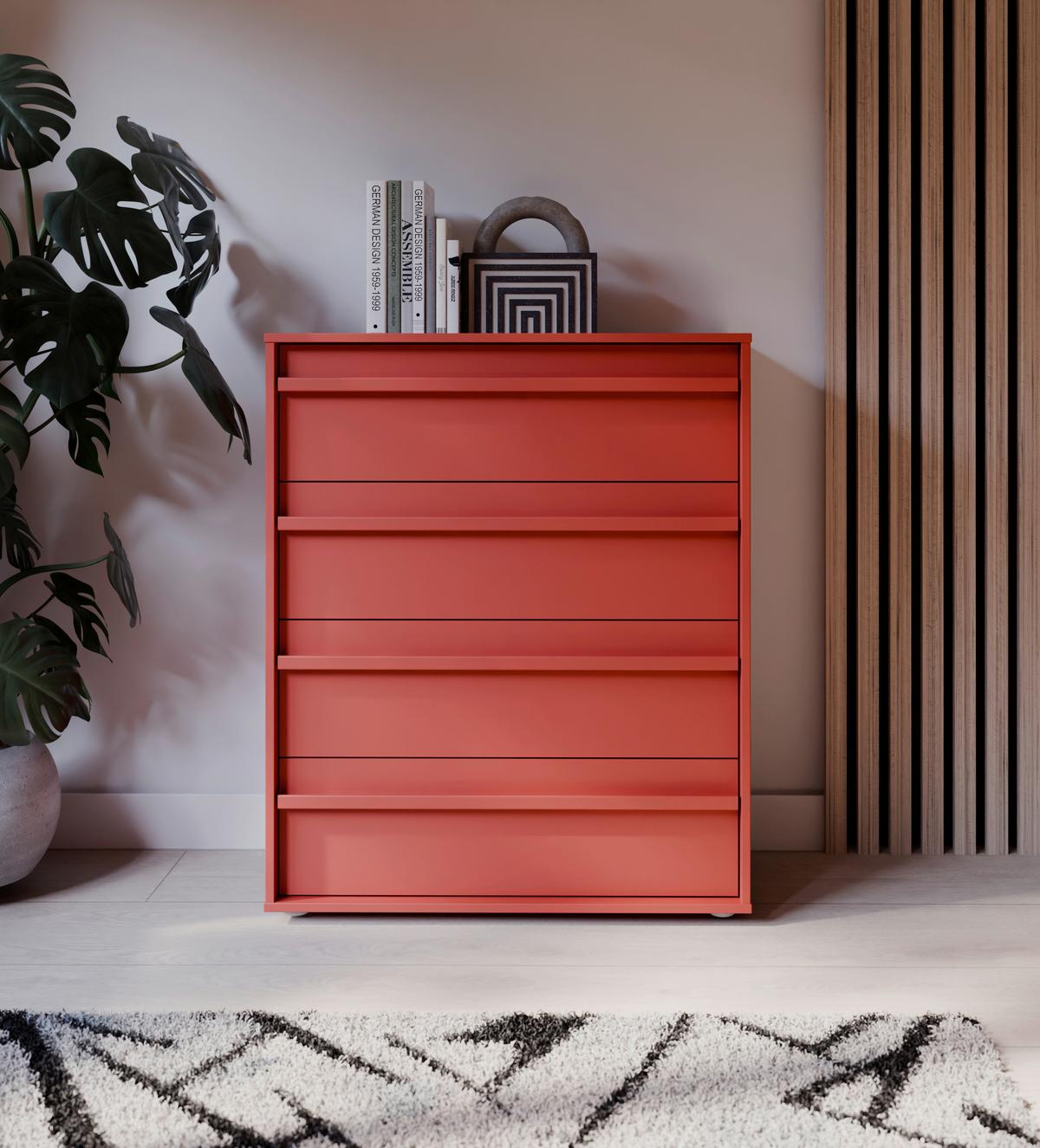 Kommode Cleo Rot - Rot, MODERN, Holzwerkstoff (78,4/94,4/42cm) - Mömax