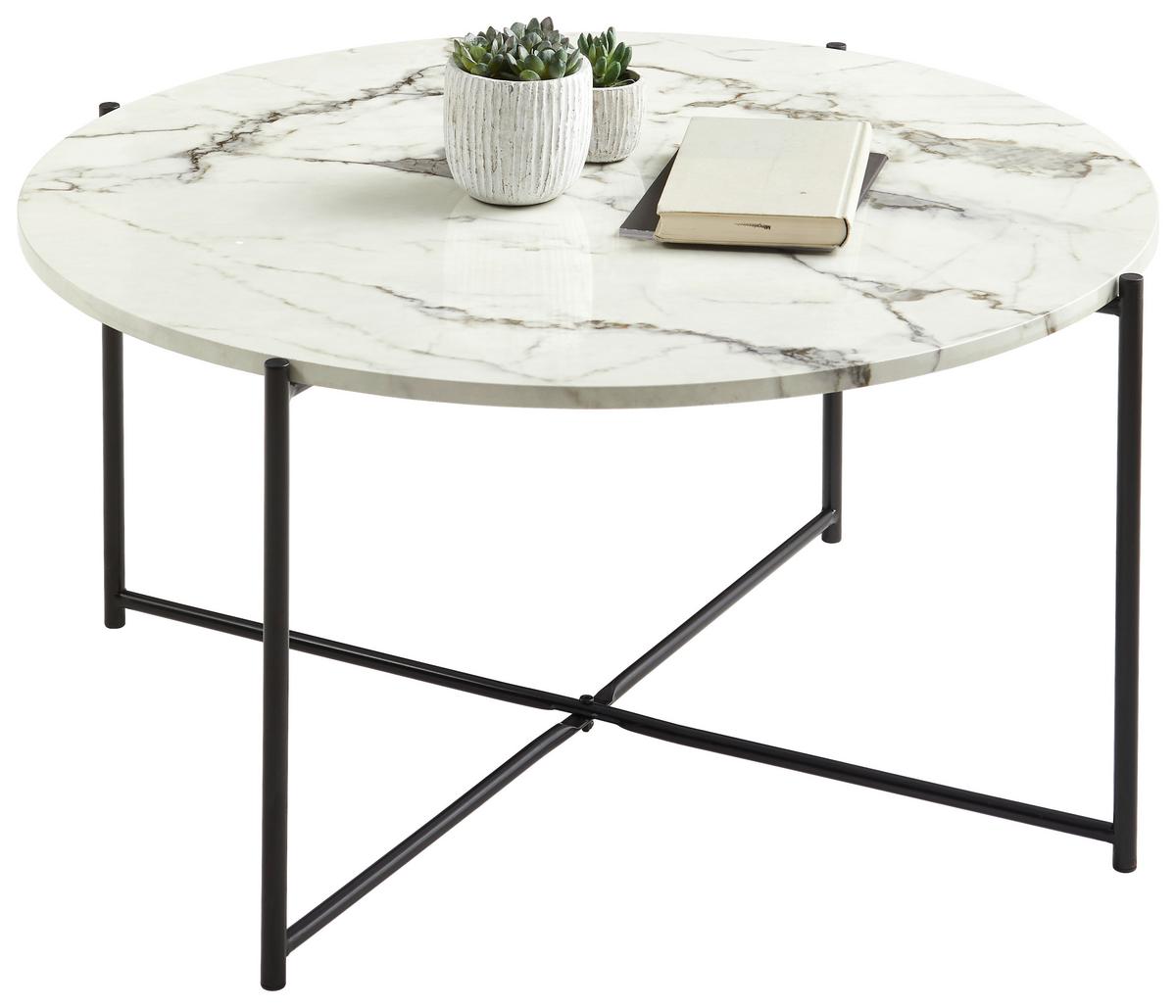 STOLIK KAWOWY MIREGLIA -TREND- - czarny/biały, Trend, materiał drewnopochodny/metal (83/83/40cm) - MID.YOU