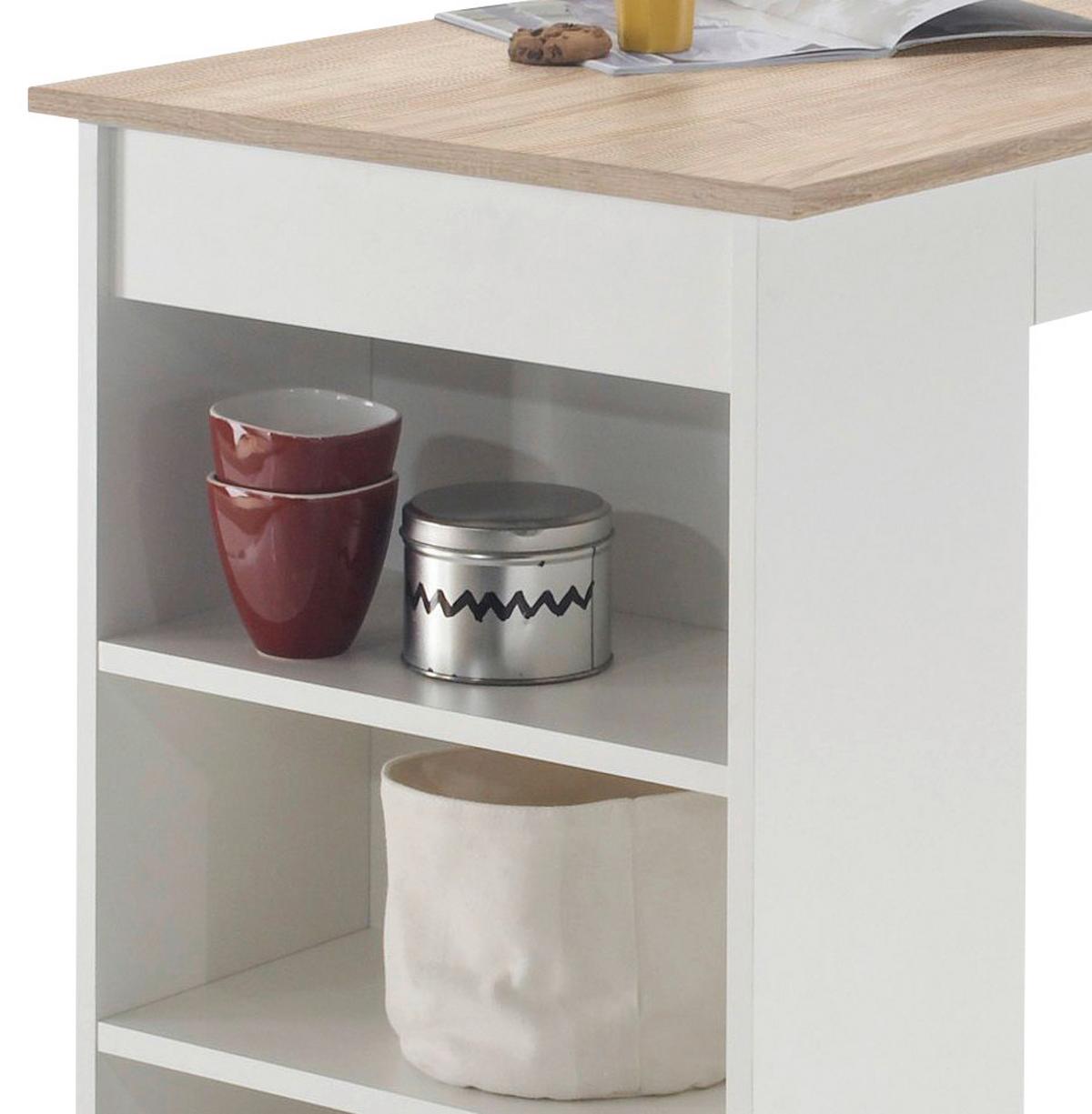 STÓŁ BAROWY MOJITO - kolor dębowy/biały, Design, materiał drewnopochodny (115/50/103cm) - MID.YOU