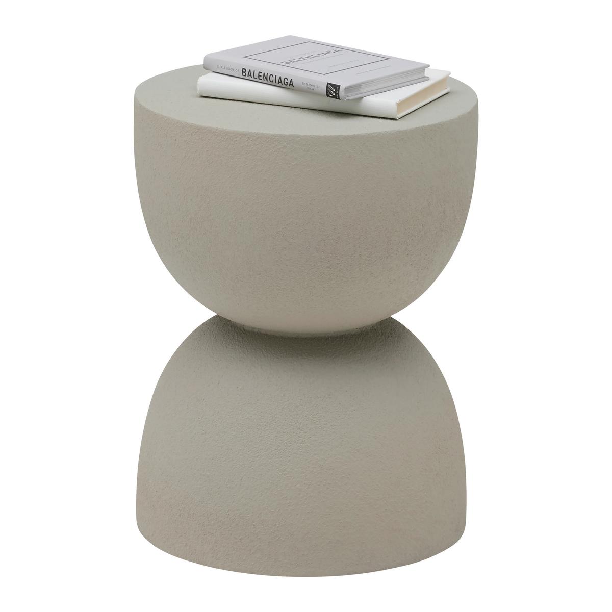 Masă auxiliară TONDO - taupe, Modern, piatră (34/45/34cm) - Premium Living