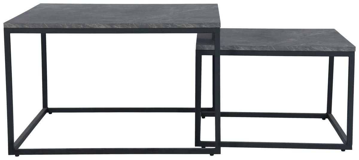 STOLIK KAWOWY CARRARA - czarny/szary, Design, materiał drewnopochodny/metal (80-60/80-60/50,5-40,5cm) - MID.YOU