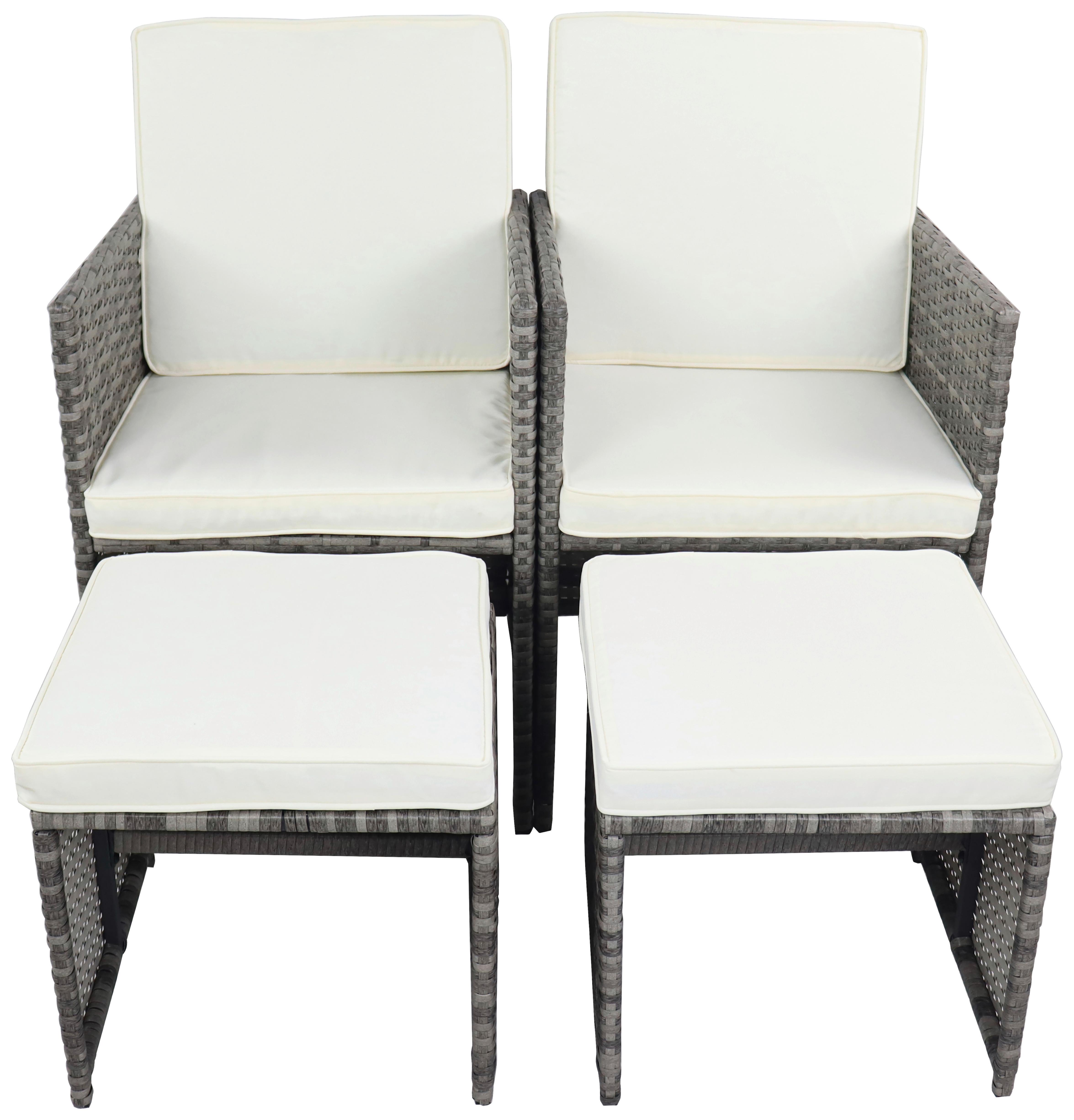 GARTENSESSEL-SET RALOSO - Weiss/Grau, Modern, Kunststoff/Textil (53/84/53cm) - Ambia Garden