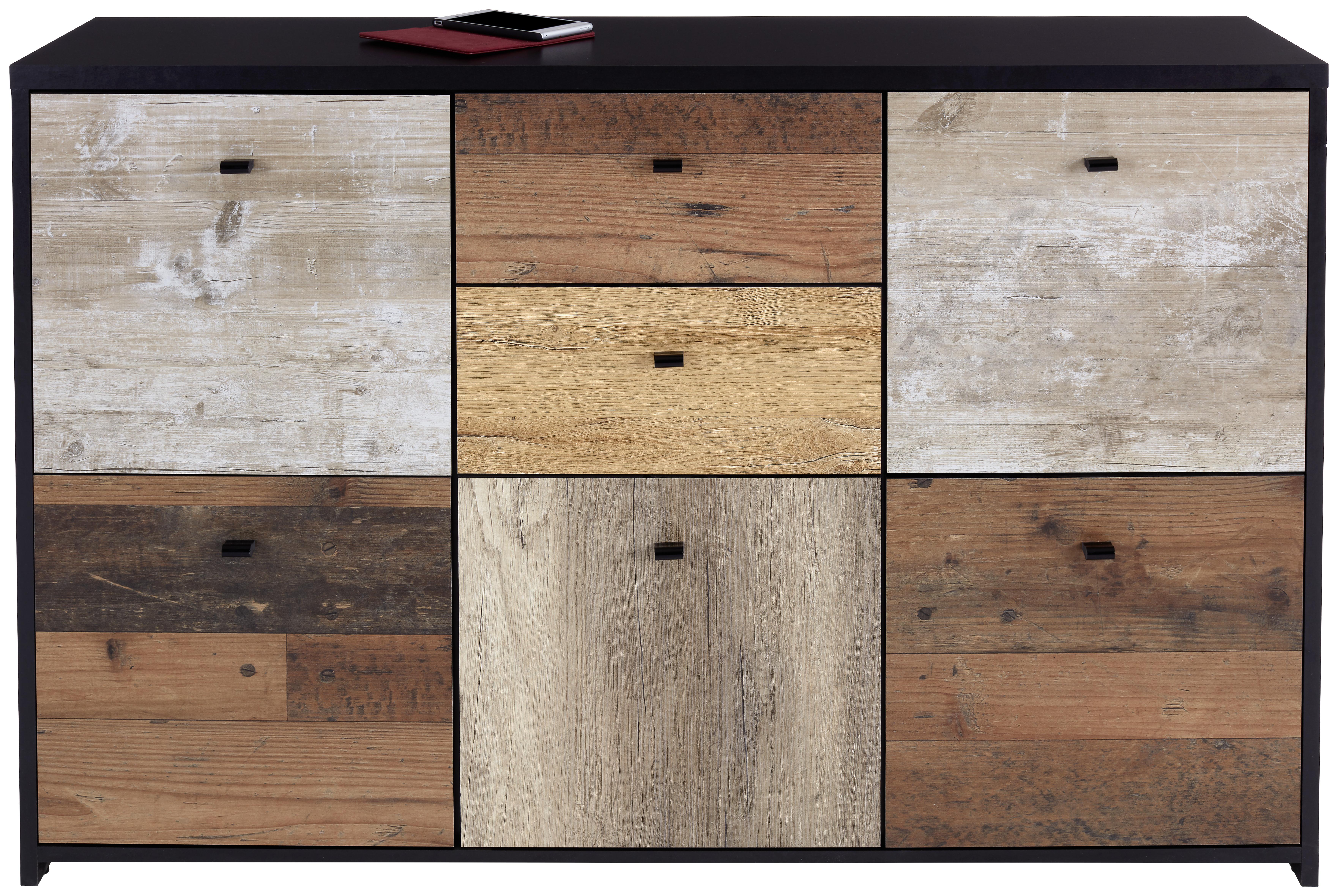 Komoda Sanne - črna/barve hrasta, Moderno, kovina/umetna masa (114,1/77,5/29,6cm) - Modern Living