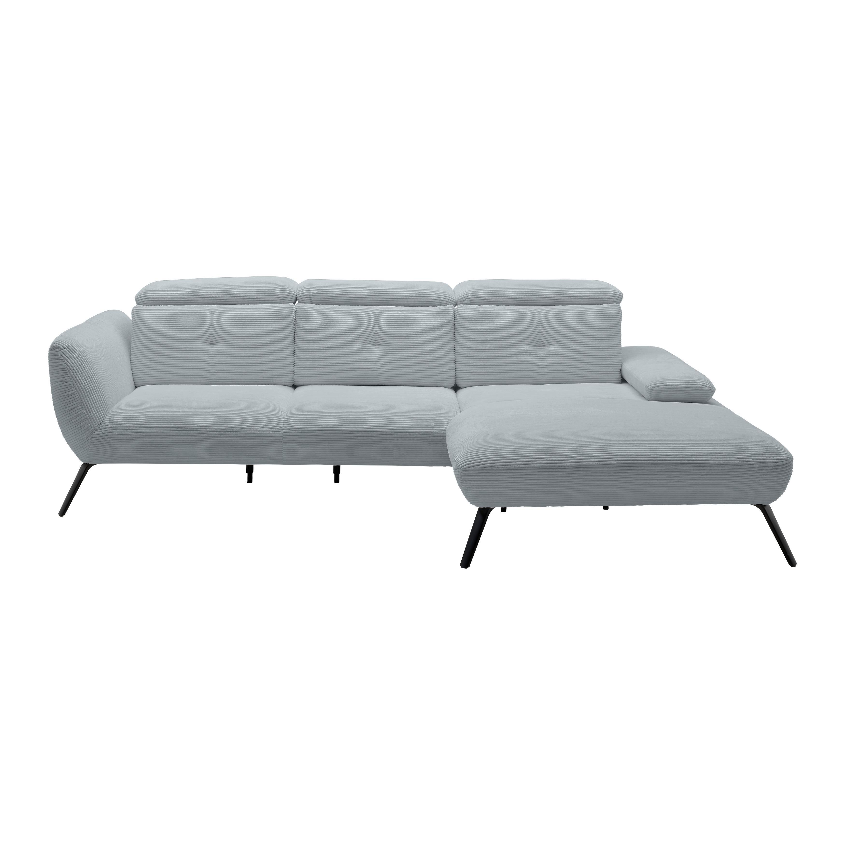 Wohnlandschaft Seattle Silberfarben - Silberfarben/Schwarz, MODERN, Holzwerkstoff/Textil (301/196cm) - Premium Living