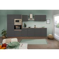 Küchenzeile mit Geräte Grau /Eiche Dekor B: ca. 330 cm - Edelstahlfarben/Eichefarben, Design, Holzwerkstoff/Metall (330cm) - Respekta