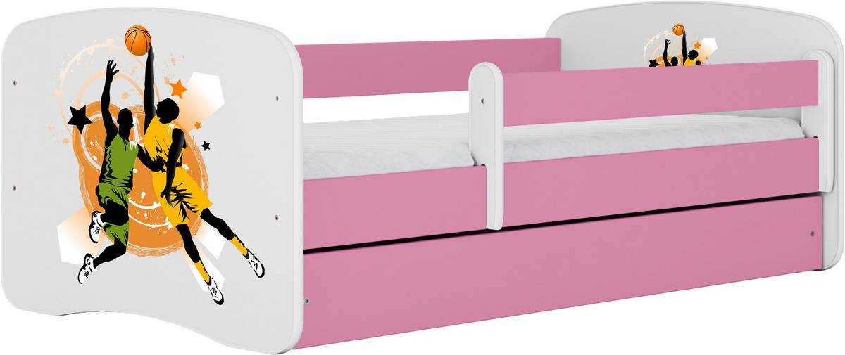 Otroška Postelja Babydreams, Bela, Roza, 80x160cm - pink/bela, Moderno, tekstil/leseni material (80/160cm) - MID.YOU