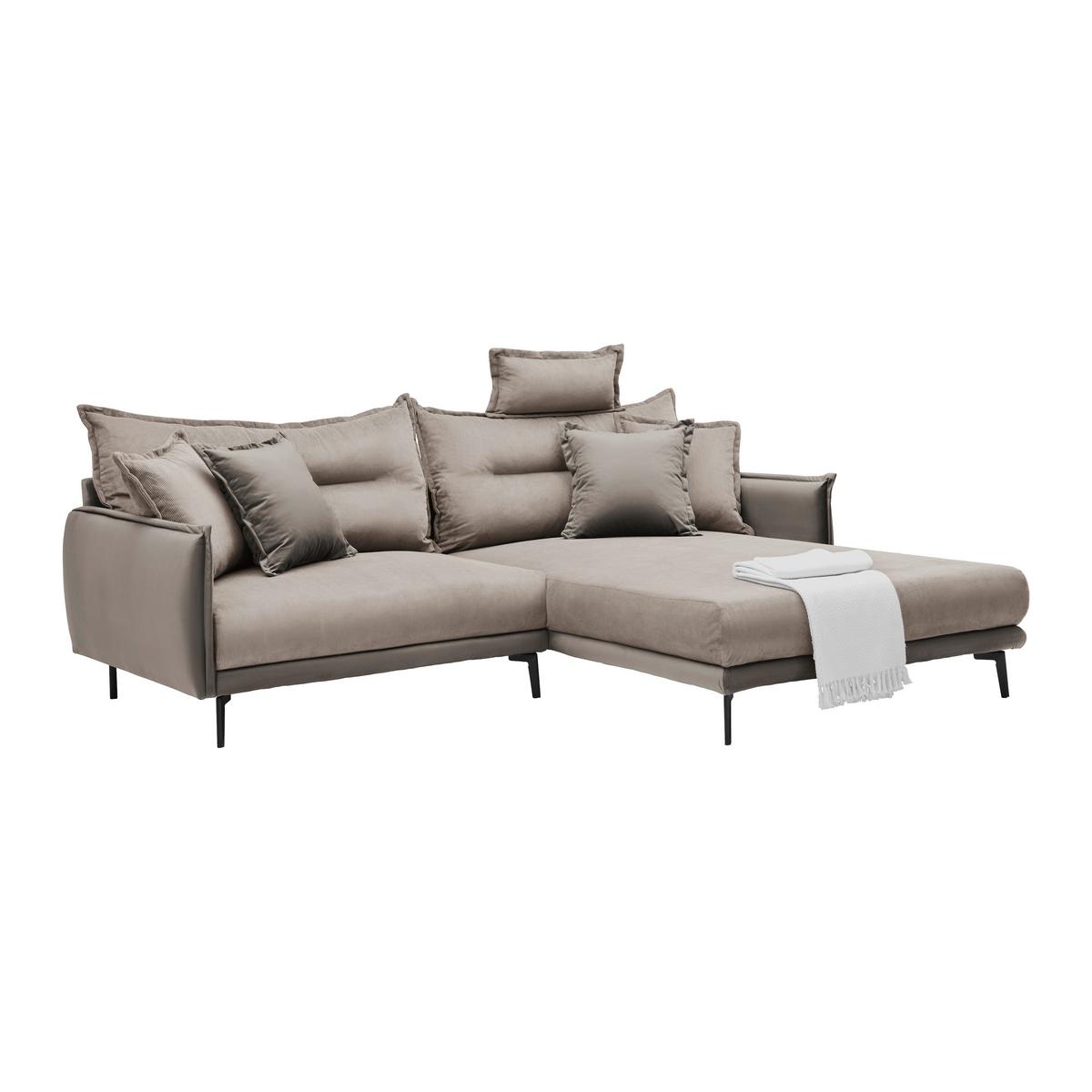 Ecksofa Nuovo Taupe - Taupe/Schwarz, MODERN, Textil/Metall (245/72-113/190cm) - Mömax