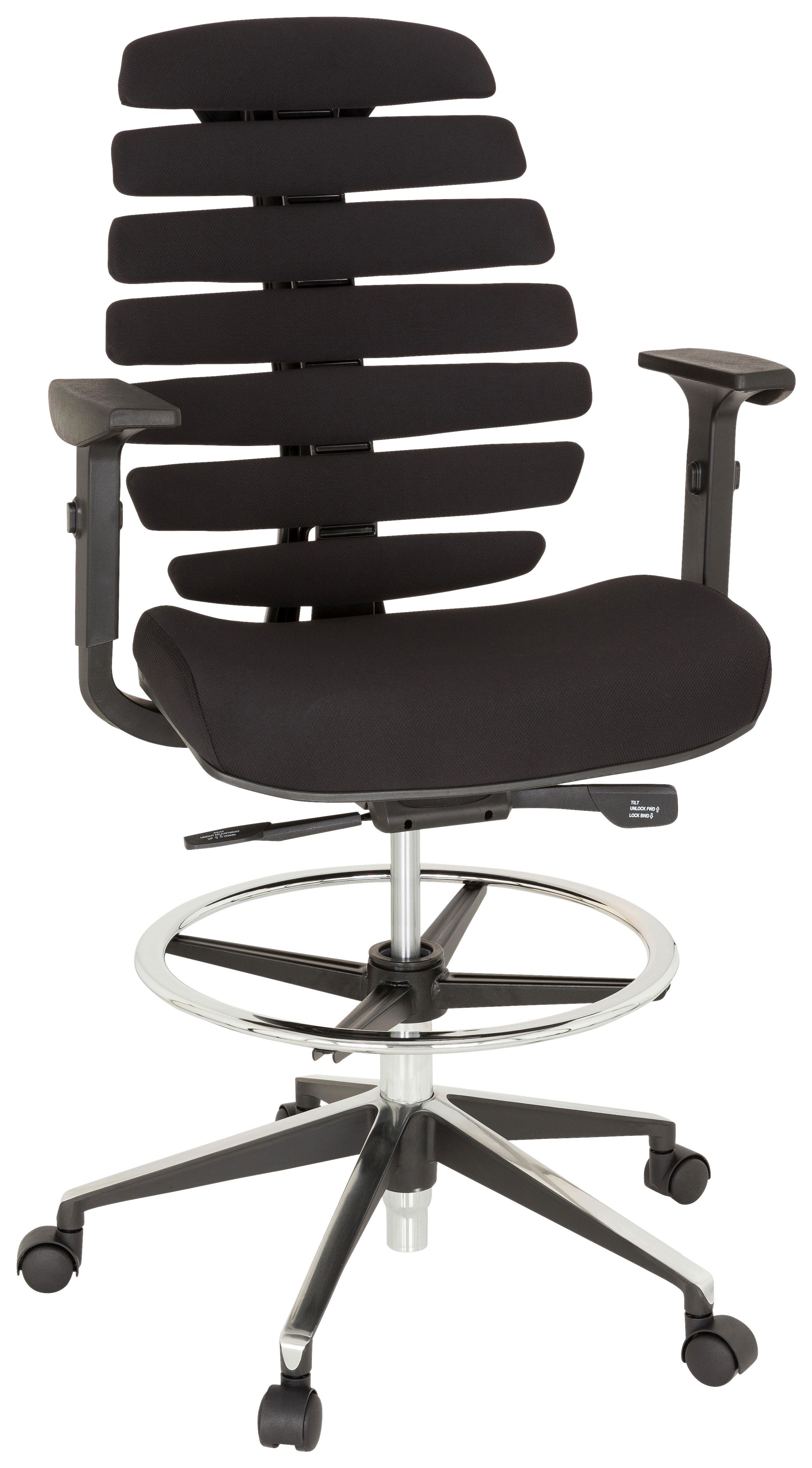 Drehstuhl Ergo Line II Work Schwarz - Schwarz, MODERN, Kunststoff/Textil (62/131/65cm) - MID.YOU