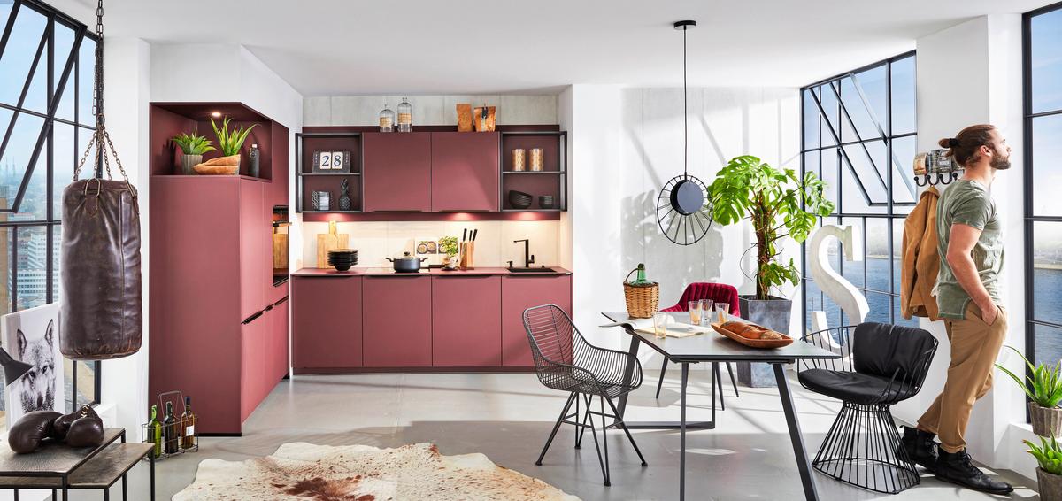 Kuhinja Easytouch - boje hrđe/boje škriljevca, Moderno, staklo/drvni materijal (153/243cm) - Nobilia