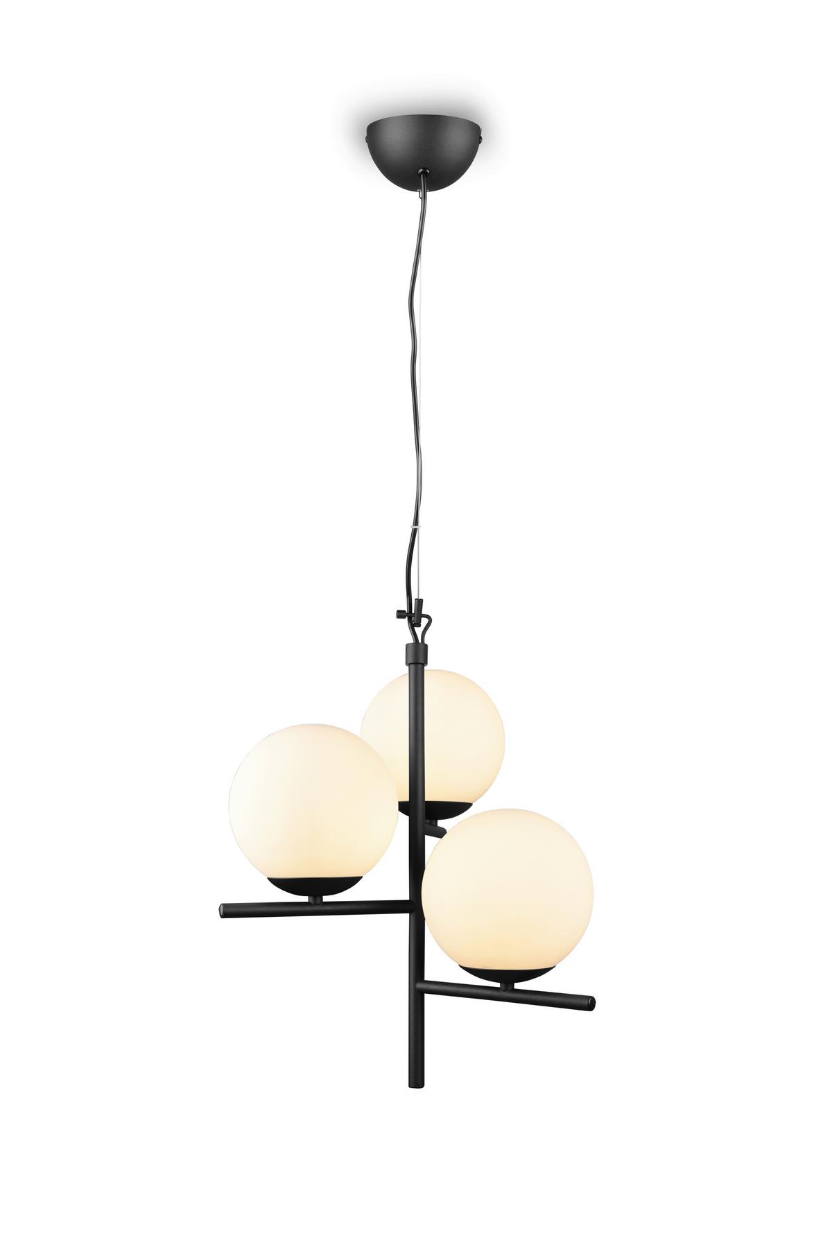 Pendelleuchte Pure Schwarz max. 28 Watt - Schwarz/Weiß, MODERN, Glas/Metall (40/150cm) - Trio Leuchten