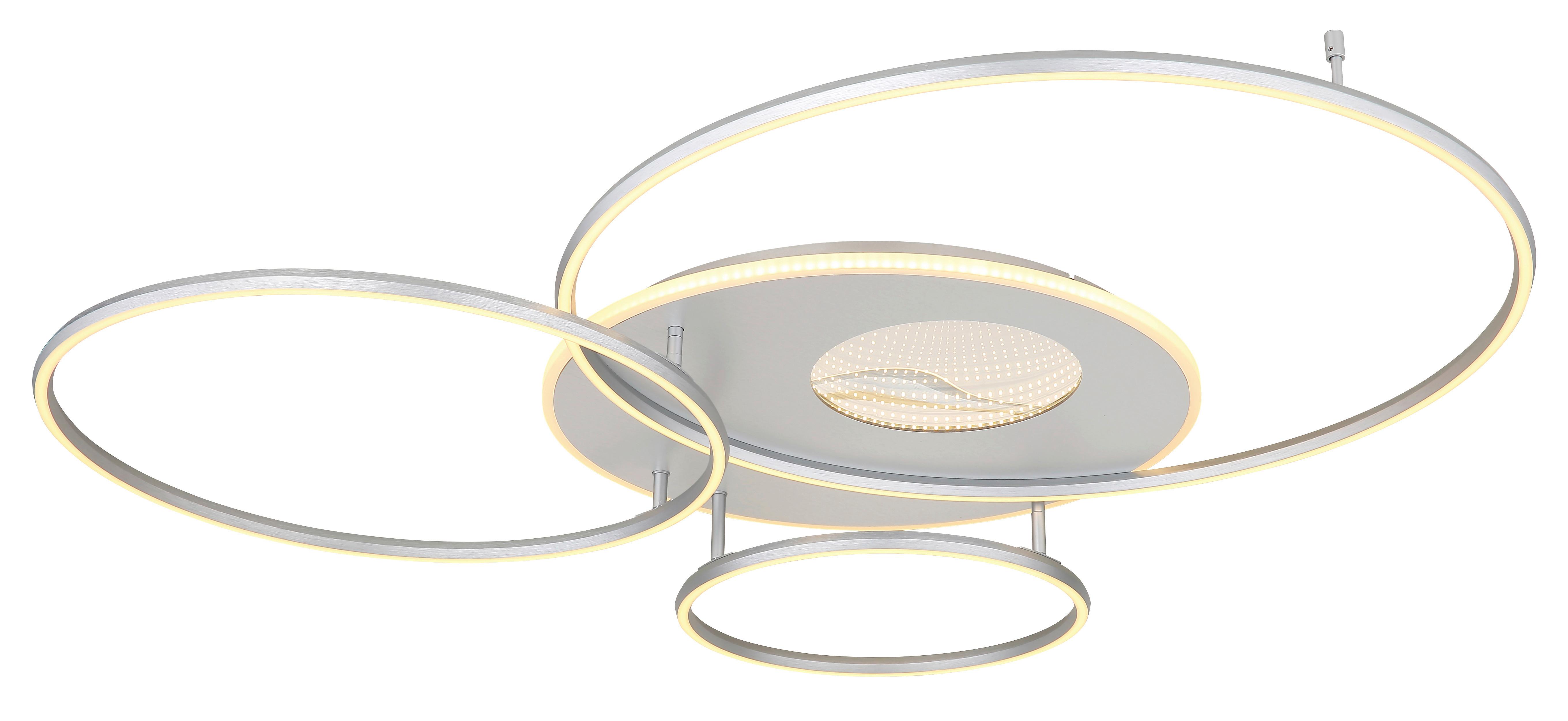 LED-Deckenleuchte Befer Opal/Silber max. 70 Watt - Silberfarben/Opal, MODERN, Kunststoff/Metall (126,4/105,3/13cm)