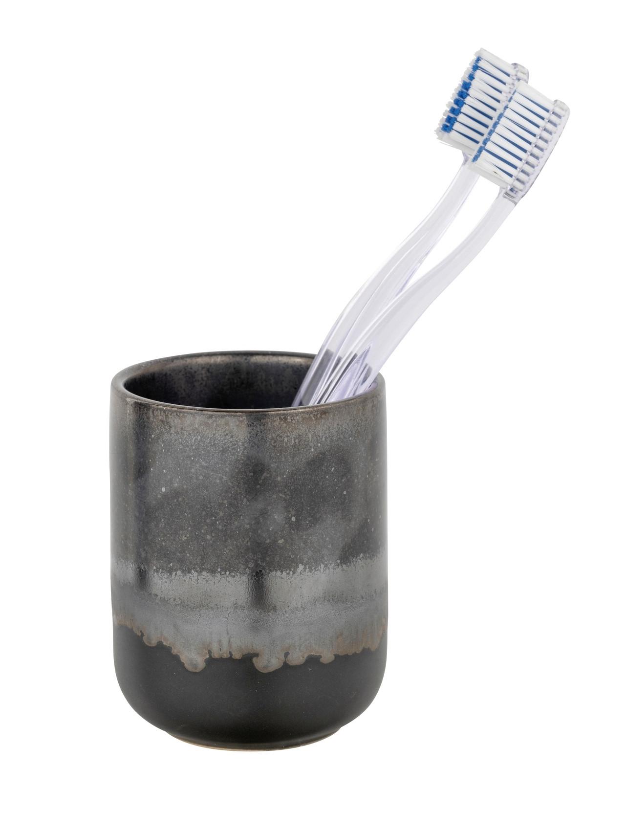 KUBEK DO MYCIA ZĘBÓW RIOLO - ciemnoszary/szary, Konventionell, ceramika (8/10/8cm) - Schöner Wohnen
