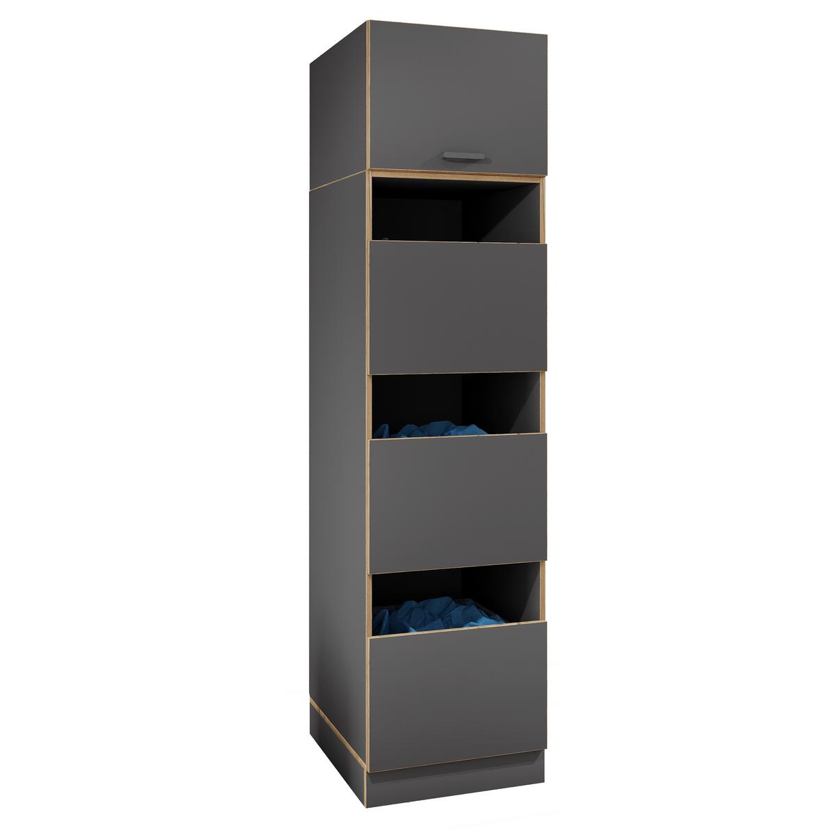 Wäscheschrank Rislo - Honigeiche/Anthrazit, Trend, Holzwerkstoff/Kunststoff (50/200/60cm) - MID.YOU