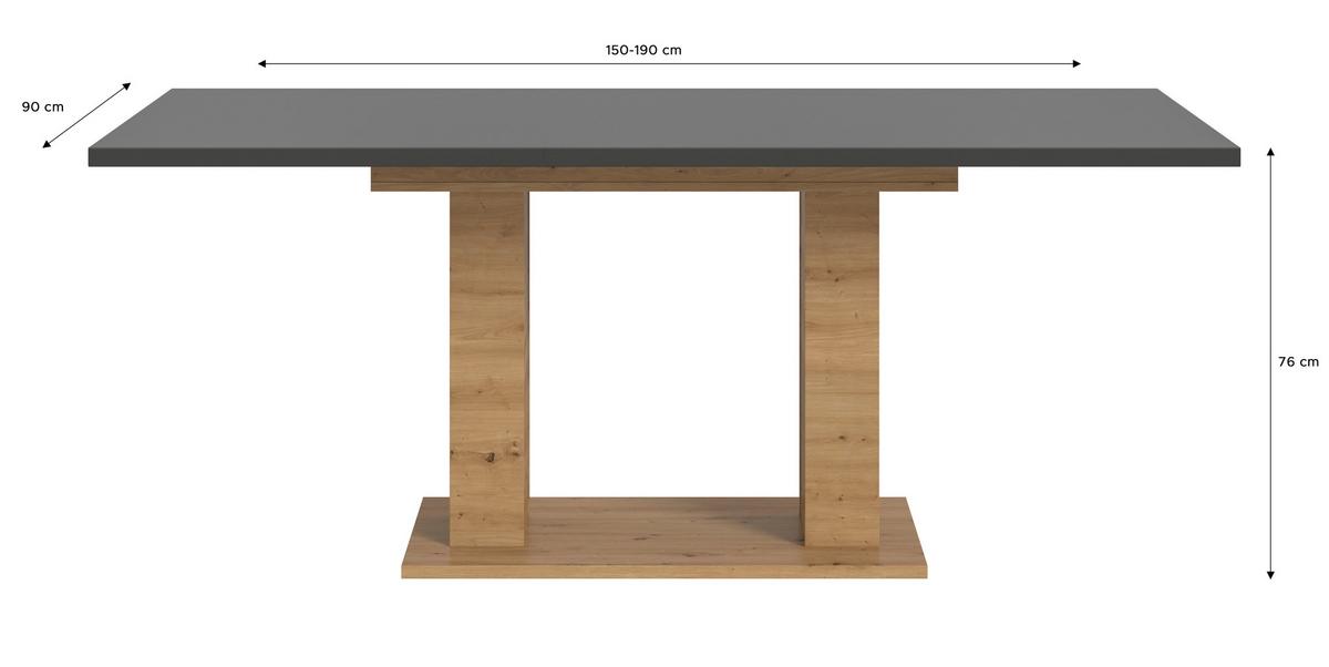 Ausziehtisch Marlon ca. 150-190 cm Eiche/Grau - Eiche Artisan/Grau, KONVENTIONELL, Holzwerkstoff (150-190/90/76cm)