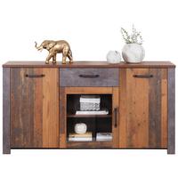 Komoda Ontario - boje hrasta/tamno siva, Trend, staklo/drvni materijal (162/86/41,5cm) - Modern Living