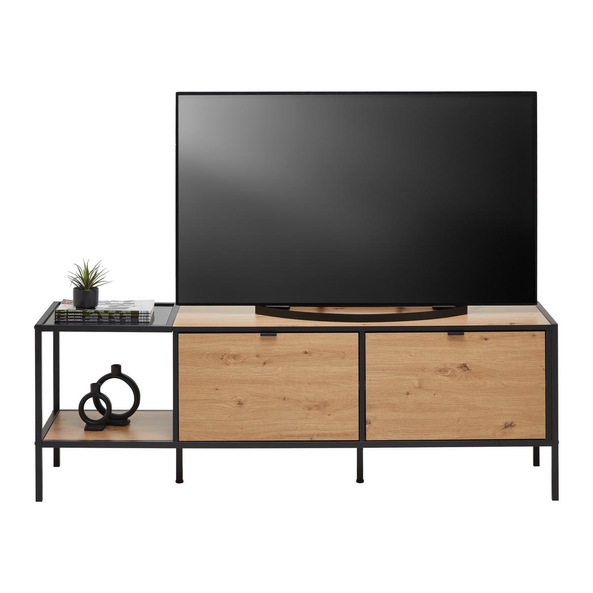 Tv Szekrény Queens - natúr színű/fekete, Modern, faalapú anyag/fém (160/54/40cm) - Mömax