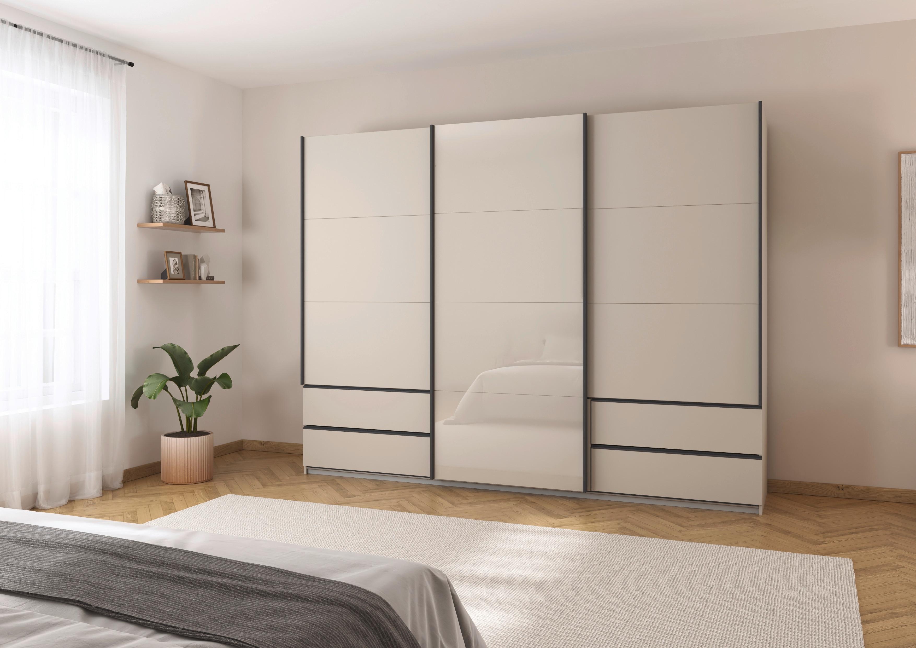 Schwebetürenschrank Elara Champagner Glas - Champagner, KONVENTIONELL, Holzwerkstoff/Metall (271/210/62cm) - Premium Living
