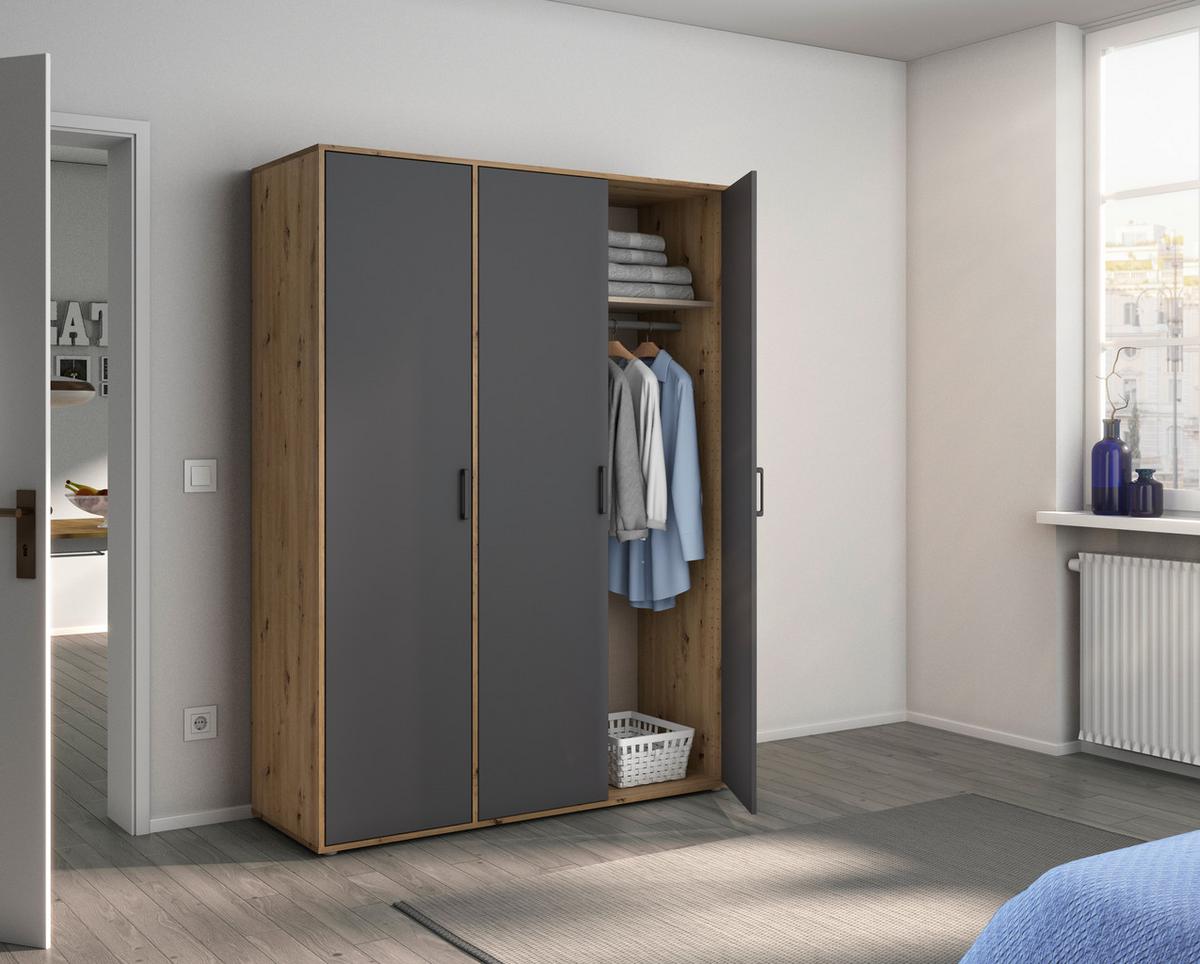 DULAP  USI ROTATIVE VOYAGER - stejar Artisan/gri, Modern, material pe bază de lemn (140/194/53cm) - Modern Living