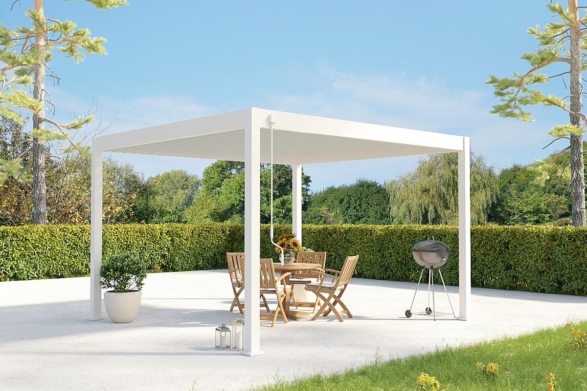 Pergola Superior, Bela, 3,6x4m - bela/visoki sijaj, Basics, kovina (360/255/400cm) - Gardenson