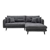 Wohnlandschaft Dajana Dunkelgrau Webstoff - Dunkelgrau/Schwarz, Modern, Holz/Textil (251/102/173cm) - Bessagi Home