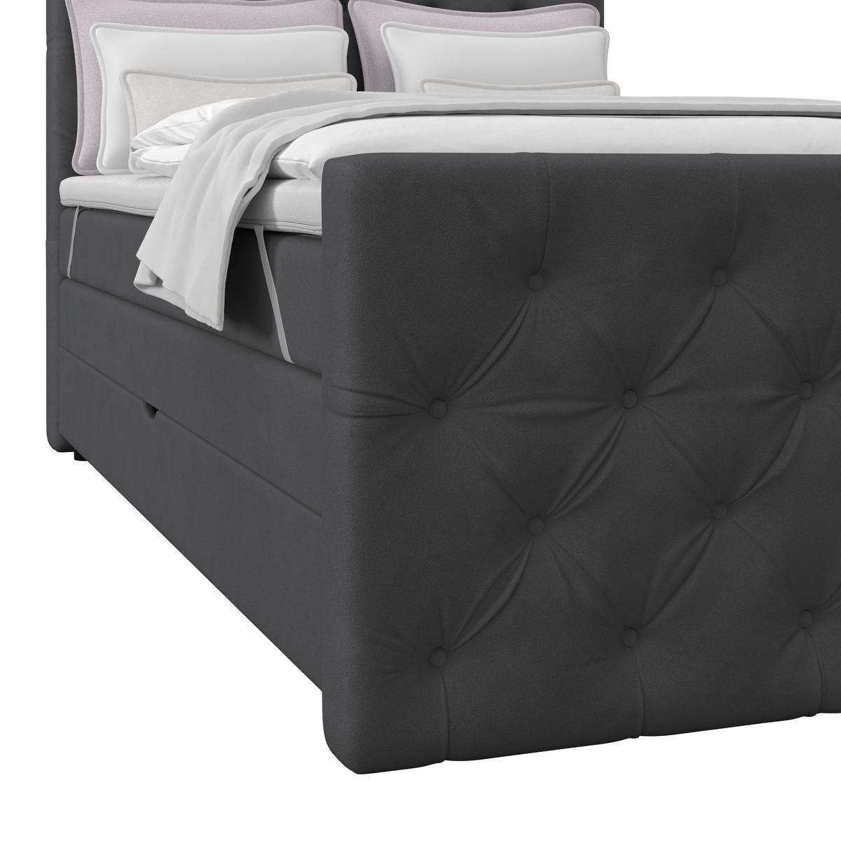 Boxspring Krevet Elio - boje grafita/bež, Romantično / ladanjski, tekstil/plastika (140/200cm) - Modern Living