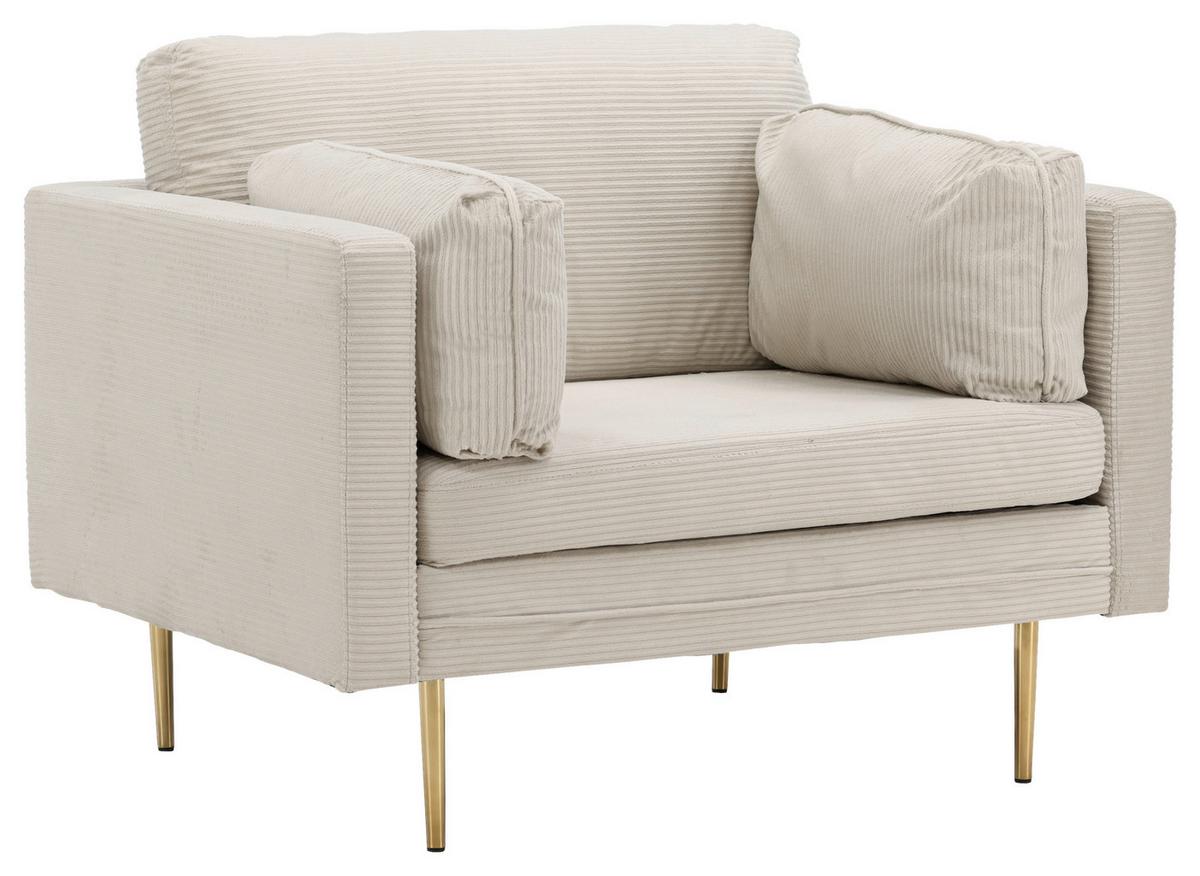 SESSEL BOOM - Beige/Goldfarben, Design, Textil/Metall (110/84/86cm) - Livetastic