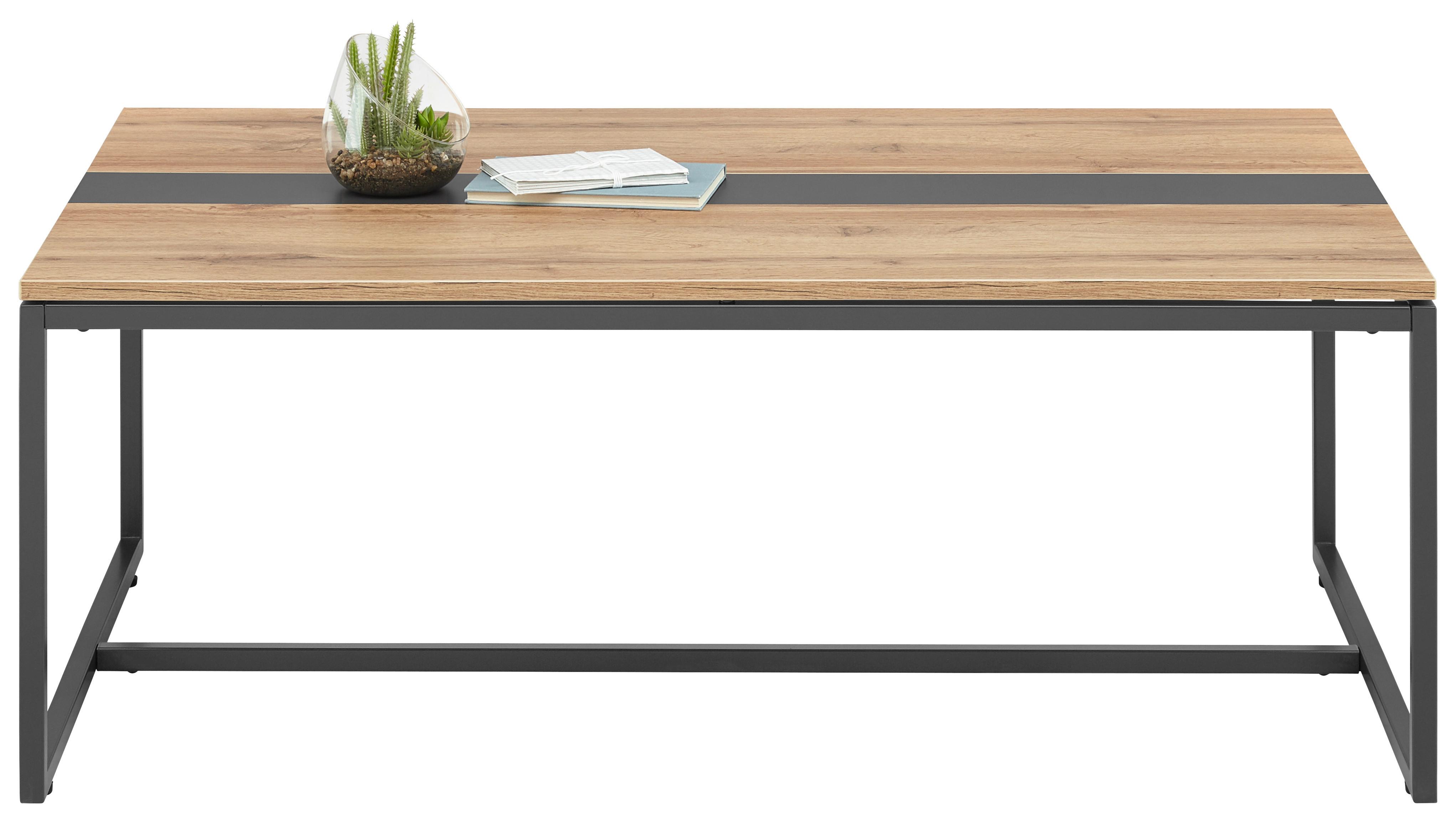 Couchtisch in Eichefarben/Schwarz - Schieferfarben/Eichefarben, MODERN, Holzwerkstoff/Metall (110/70/42,5cm) - Premium Living