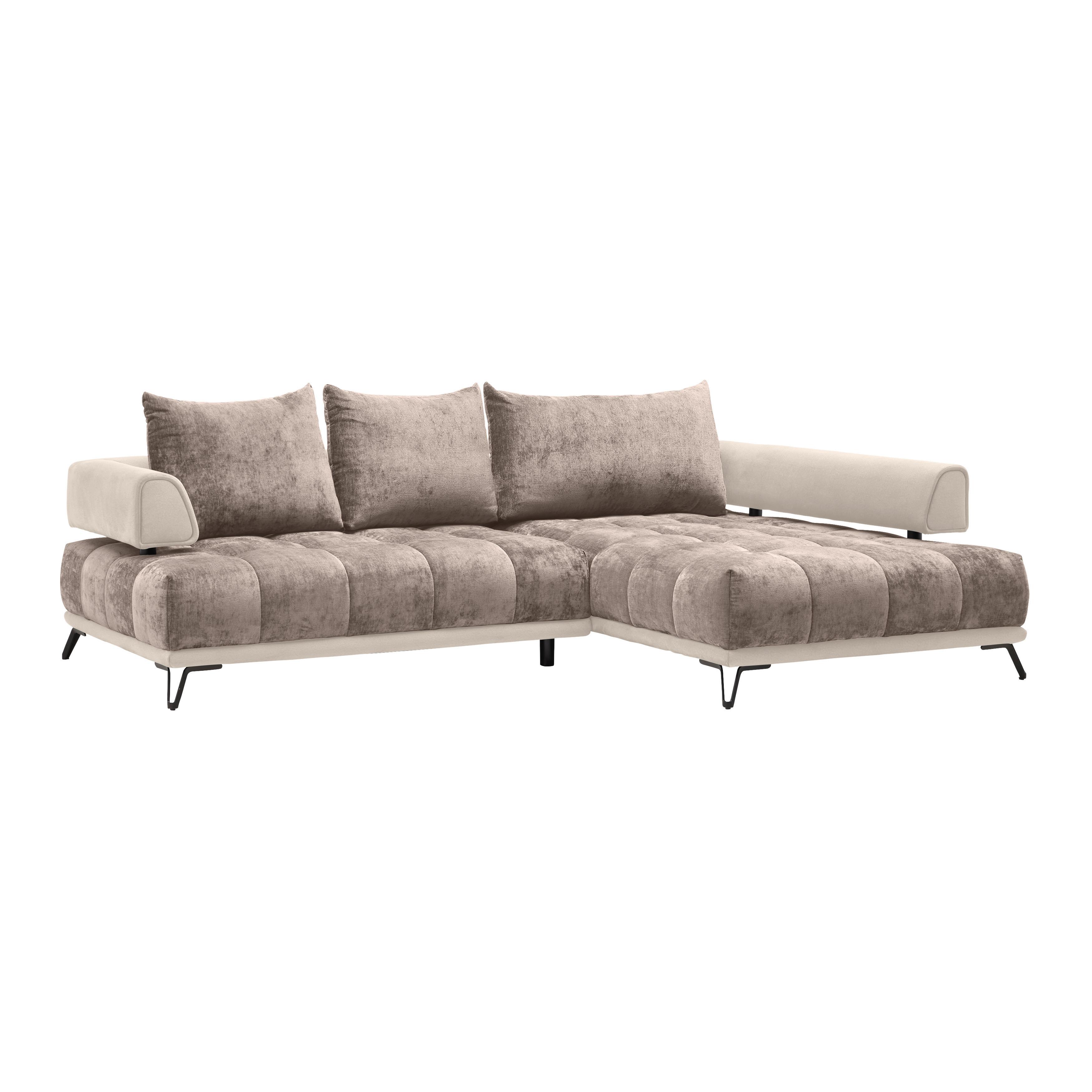 Ecksofa Morgan Cappuccino - Creme/Schwarz, MODERN, Textil/Metall (262/67-87/184cm) - Mömax