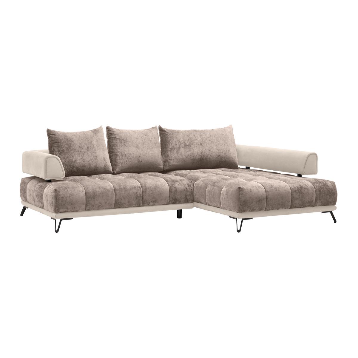 Ecksofa Morgan Cappuccino - Schwarz/Cappuccino, Modern, Textil/Metall (262/67-87/184cm) - Mömax