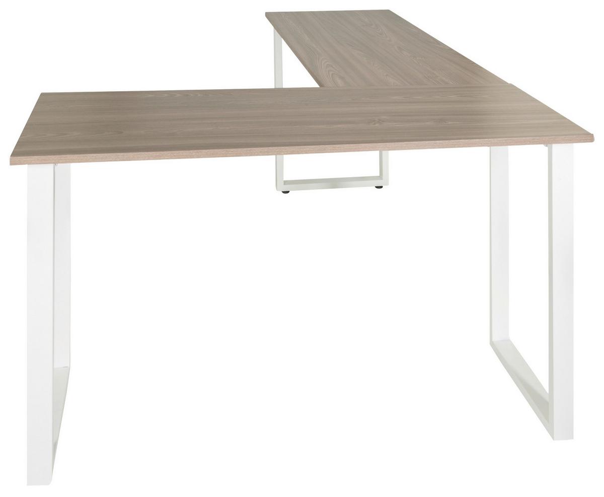 Kotna Pisalna Miza Workspace Basic I, Siva, Bela - siva/bela, Basics, kovina/leseni material (165/120/75cm) - MID.YOU