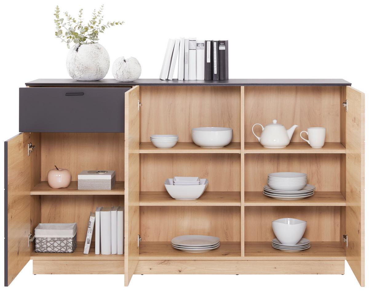 Komoda Tonale - siva/boje hrasta, Moderno, drvni materijal/plastika (159,7/97,8/40cm) - Modern Living
