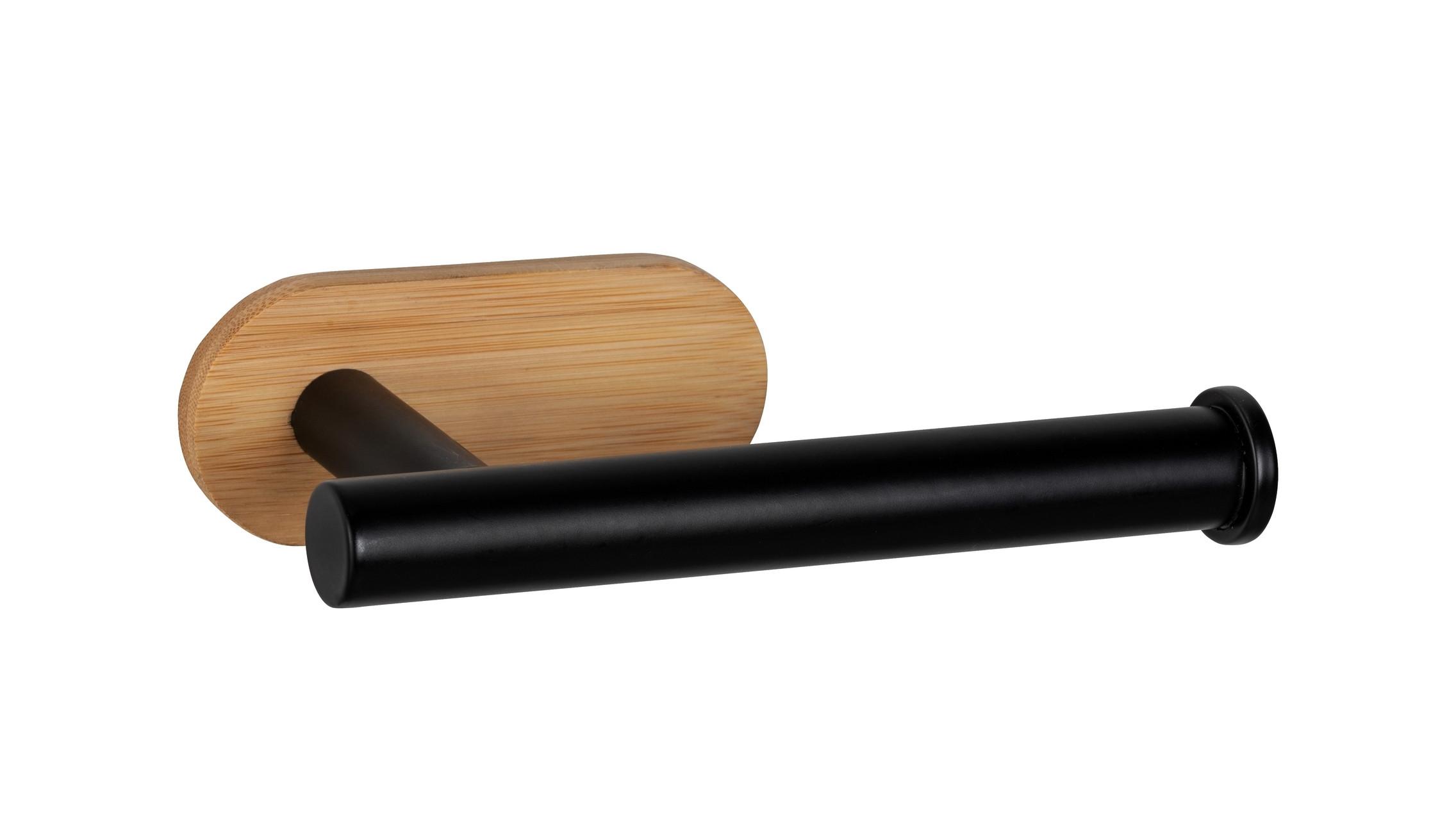 Toilettenpapierhalter in Schwarz - Schwarz/Naturfarben, MODERN, Holz/Metall (16/4,5/8cm) - Mömax