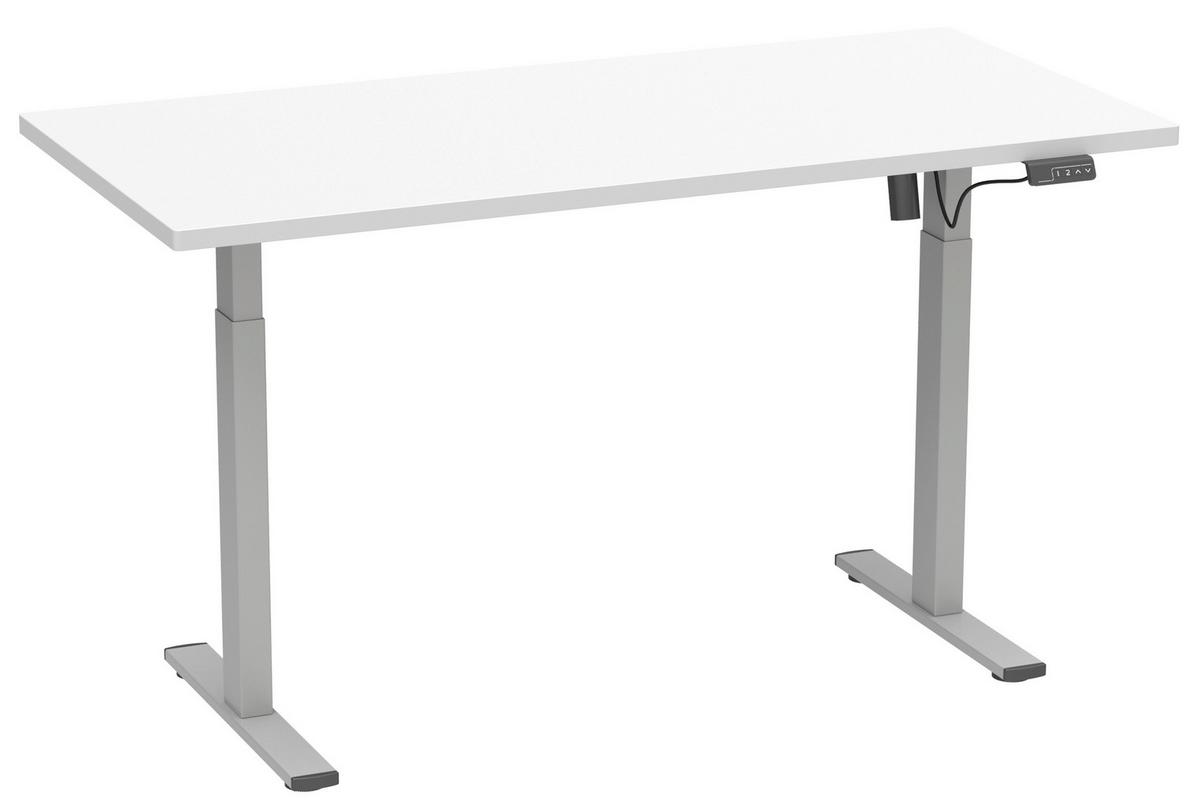 Dvižna Miza E-lona, Bela, Srebrna, 140x50cm - srebrne barve/bela, Design, kovina/leseni material (140/50/71cm) - MID.YOU