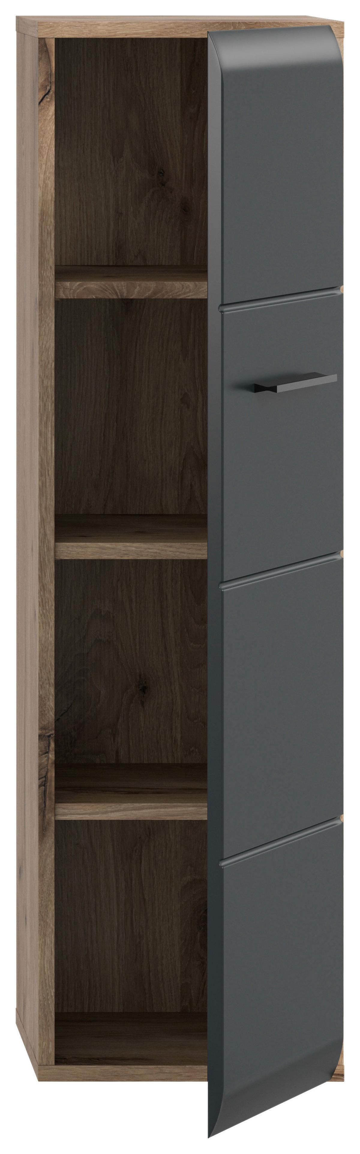MIDISCHRANK ICE - Eiche dunkel/Schwarz, Basics, Holzwerkstoff/Kunststoff (30/106/30cm) - MID.YOU