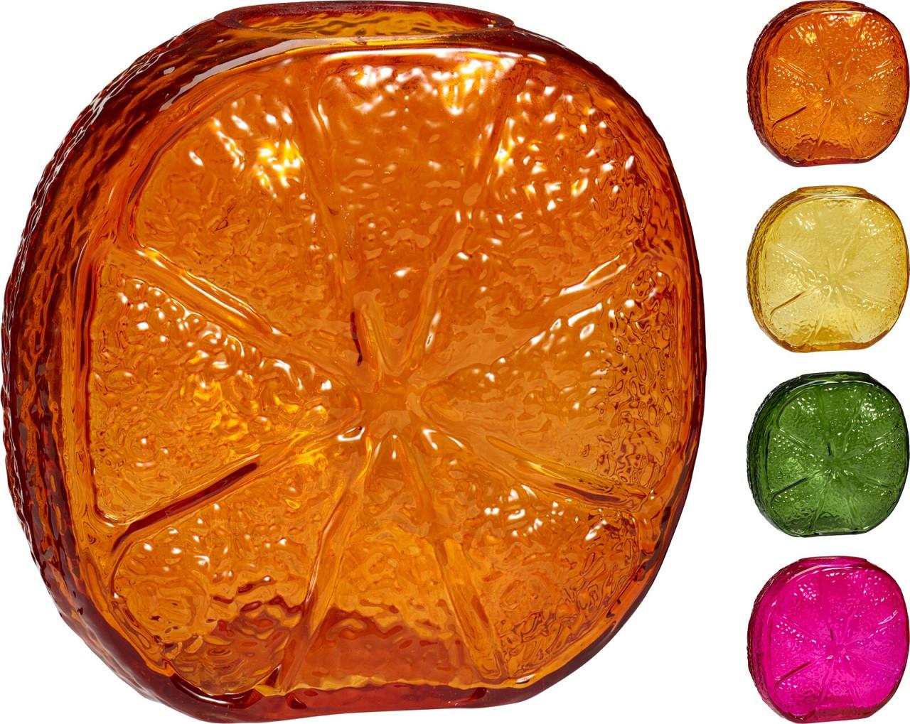 Váza Citrom - sárga/pink, üveg (15,5/5,5/15cm)