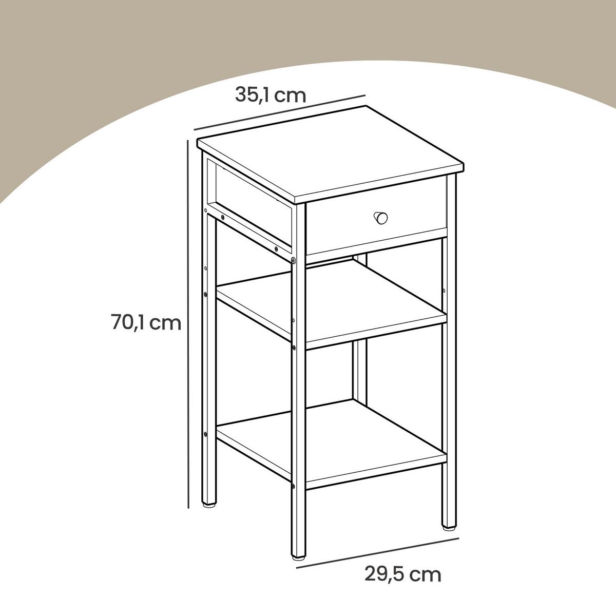 Nachttisch in Weiß eckig, offener Stauraum - Weiß/Grau, Trend, Holzwerkstoff/Metall (35/70/35cm) - MID.YOU