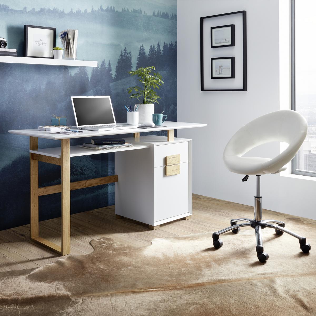 Drehstuhl in Weiss - Chromfarben/Weiss, Modern, Kunststoff/Textil (61cm) - Mömax