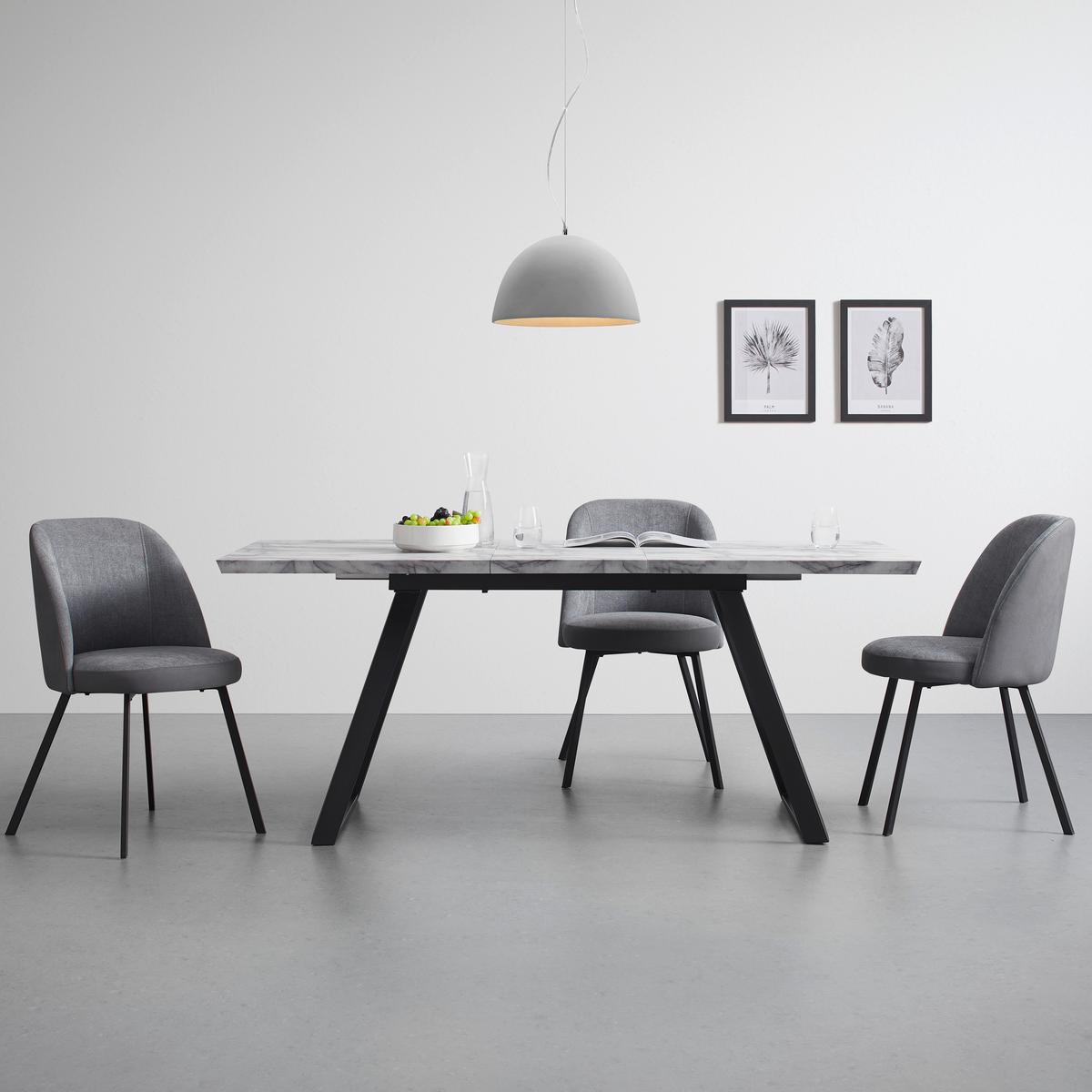 Ausziehtisch Luigi Marmoroptik ca. 180x80x76cm - Schwarz/Weiß, MODERN, Holzwerkstoff/Metall (140-180/80/76cm) - Bessagi Home