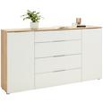 Sideboard in Weiß/Eichefarben - Chromfarben/Eichefarben, MODERN, Glas/Holzwerkstoff (180,4/99,8/40cm) - Premium Living Sideboard in Weiß/Eichefarben - Chromfarben/Eichefarben, MODERN, Glas/Holzwerkstoff (180,4/99,8/40cm) - Premium Living