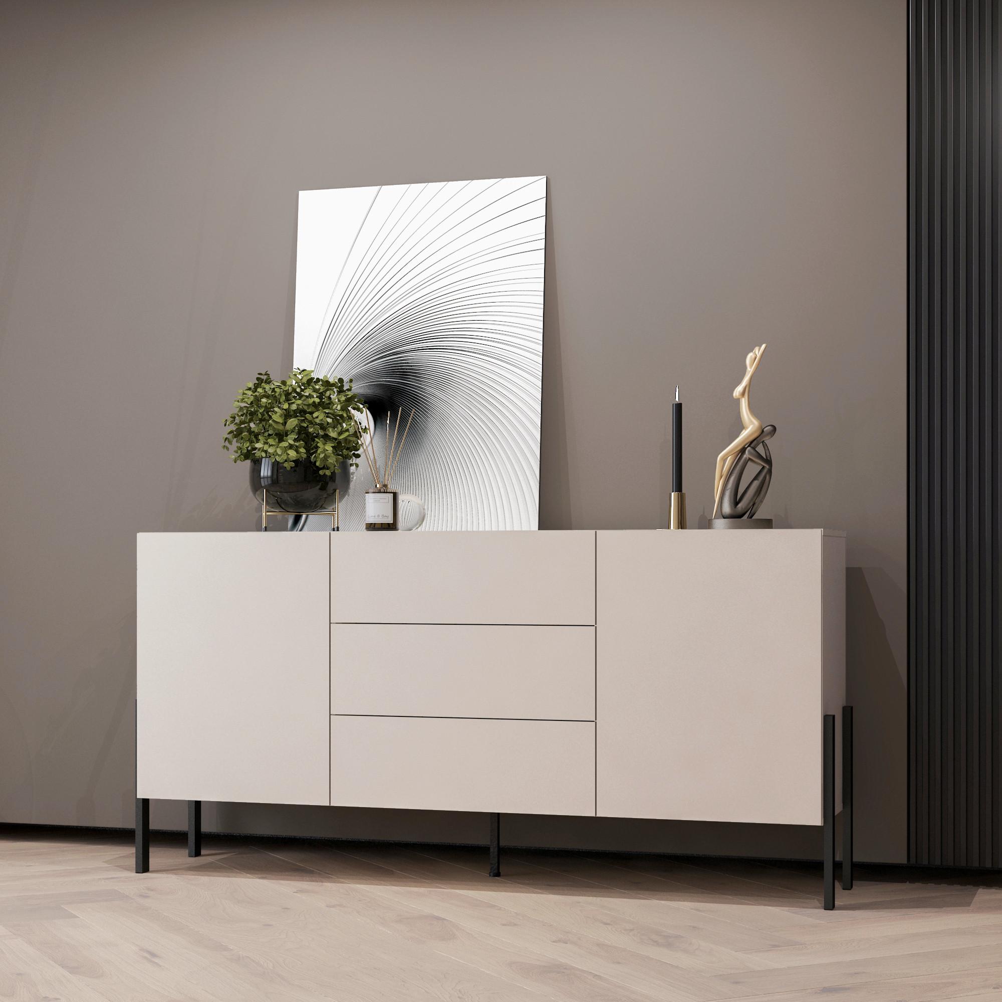 Komód Jukon - kasmírszínű, Modern, faalapú anyag (184/90/40cm)