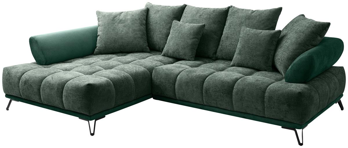 Ugaona Garnitura Largo N - tamnozelena/crna, Moderno, tekstil/metal (184/262cm) - Modern Living