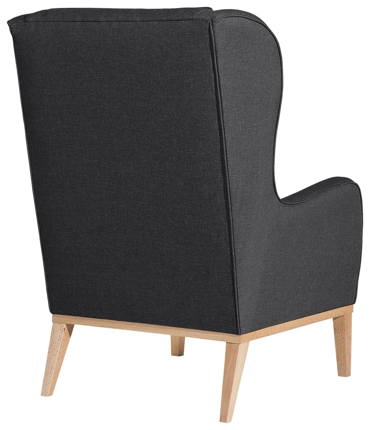 OHRENSESSEL ANGELO - Graphitfarben/Naturfarben, KONVENTIONELL, Holz/Textil (66/104/78cm) - Max Winzer