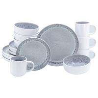 Serviciu de masă Nordic Fjord 16/1 - alb/gri satinat, Basics, ceramică - Creatable