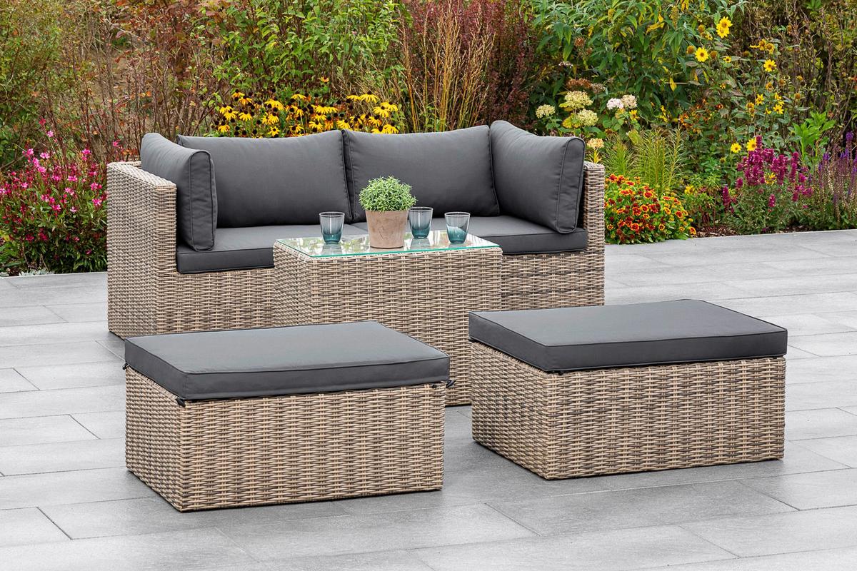 Lounge Garnitura Licosa, Blazine - temno siva/siva, Konvencionalno, kovina/umetna masa (88/65/68cm) - Gardenson