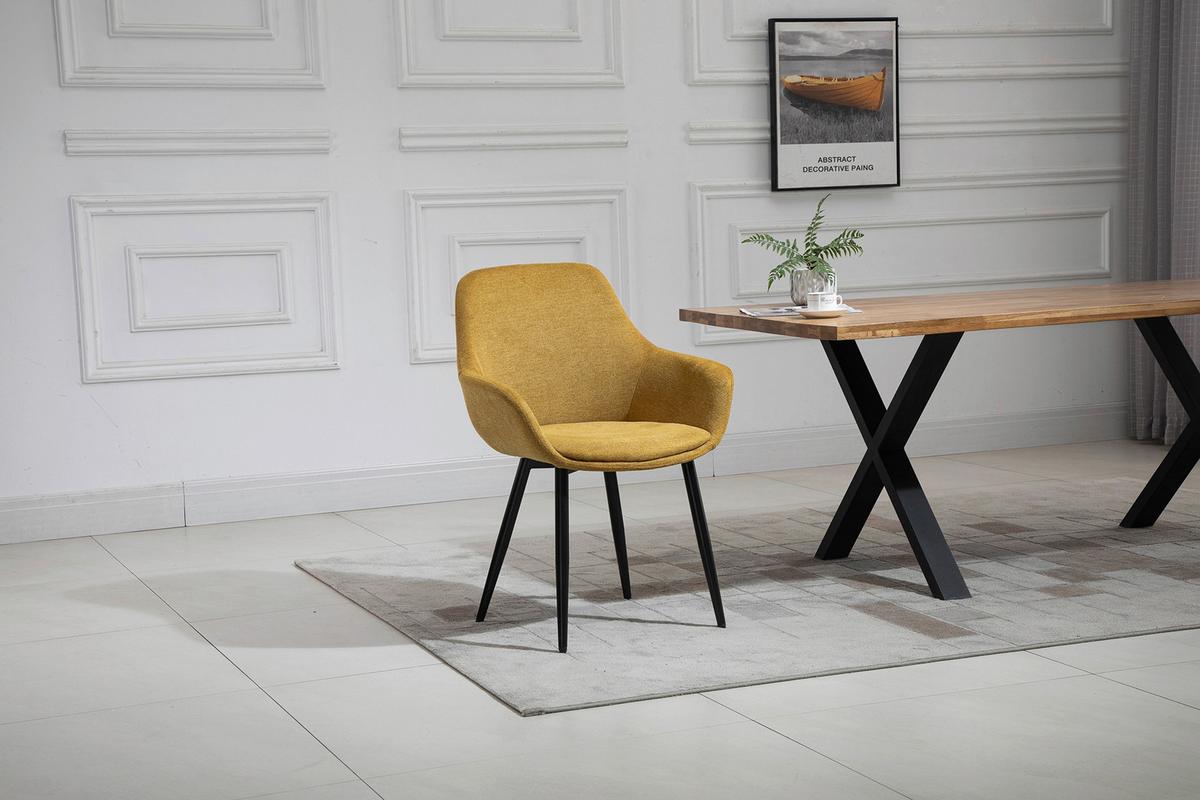 Set Naslanjačev Lena, Rumena, 2-Delni - rumena/črna, Moderno, kovina/tekstil (64/86/59cm) - Livetastic