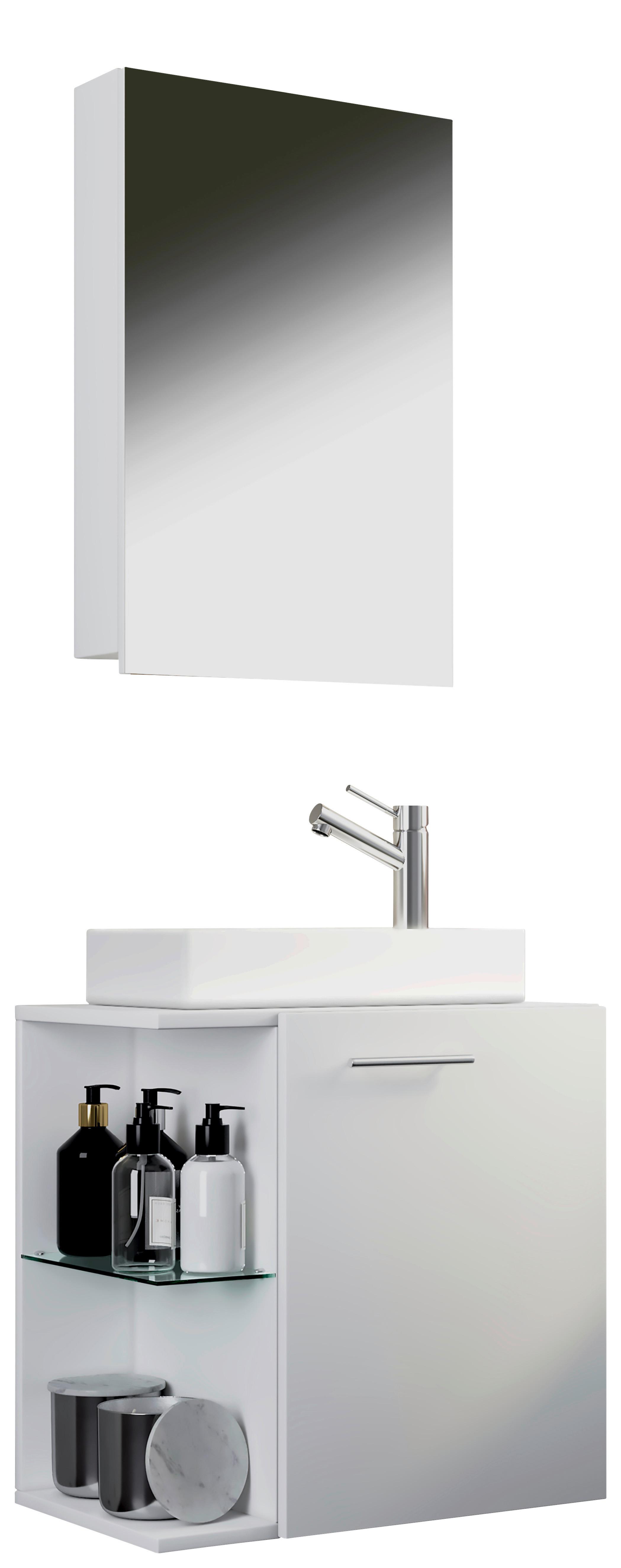 Kopalnica Hausa, Bela - bela, Moderno, leseni material/keramika (52cm) - MID.YOU