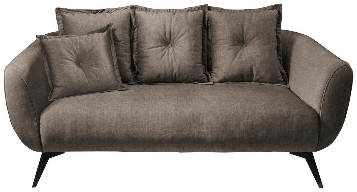 2,5-Sitzer-Sofa Baggio Braun Velours - Schwarz/Braun, MODERN, Holz/Textil (196/94/103cm) - Livetastic