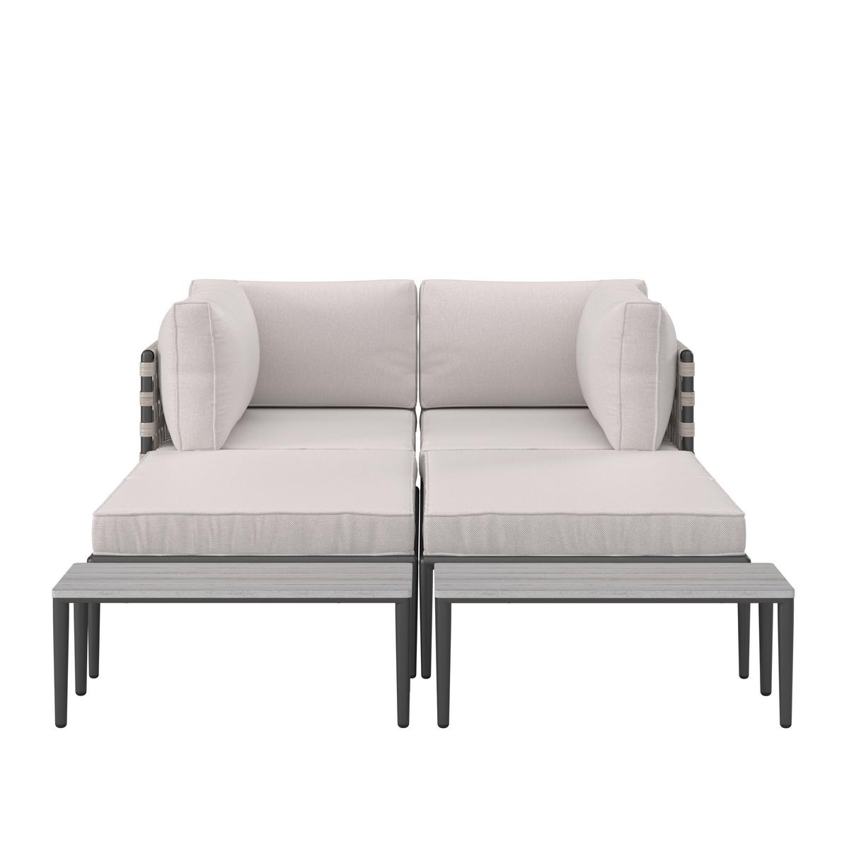 KOMPLET MEBLI TARASOWYCH ENJA - jasnoszary/czarny, Modern, tworzywo sztuczne/metal (104/60/70cm) - Bessagi Garden